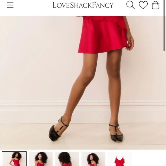 LoveShackFancy Red Ruffle Tween Dress - Picture 3 of 5